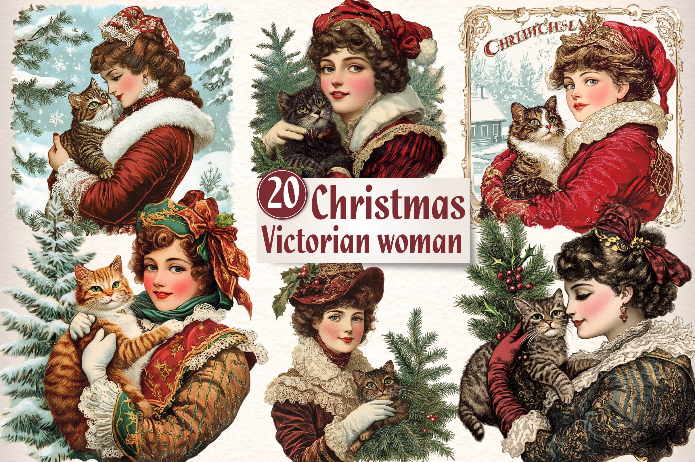 Christmas Victorian Woman Clipart Bundle - CraftNest - Digital Crafting and Art