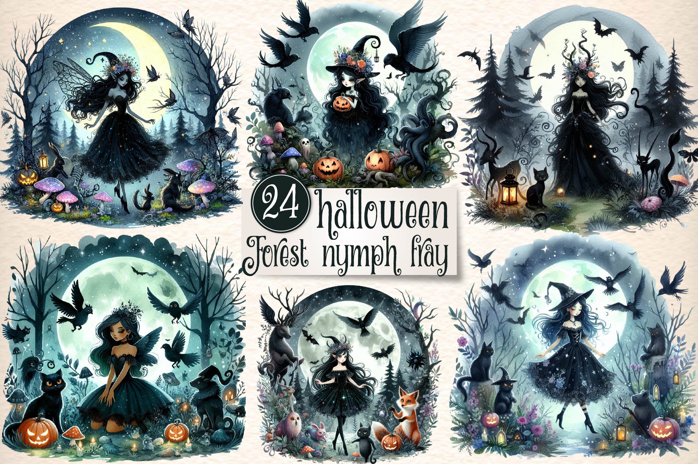 Halloween Forest Nymph Fairy Clipart Bundle - CraftNest - Digital Crafting and Art