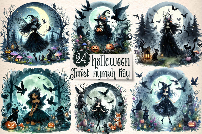 Halloween Forest Nymph Fairy Clipart Bundle - CraftNest - Digital Crafting and Art