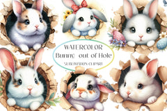 Bunny Peeks Out Of A Hole Clipart Bundle - CraftNest - Digital Crafting and Art