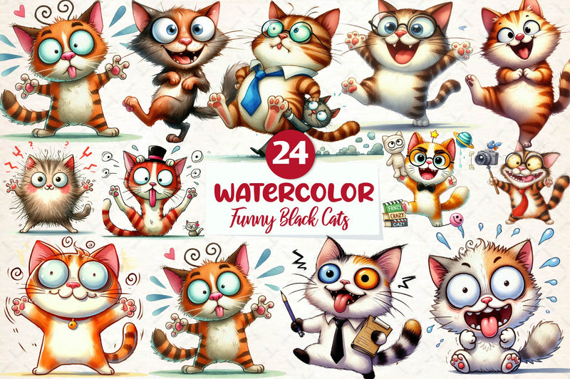 Funny Black Cats Crazy Cat Clipart Bundle - CraftNest - Digital Crafting and Art