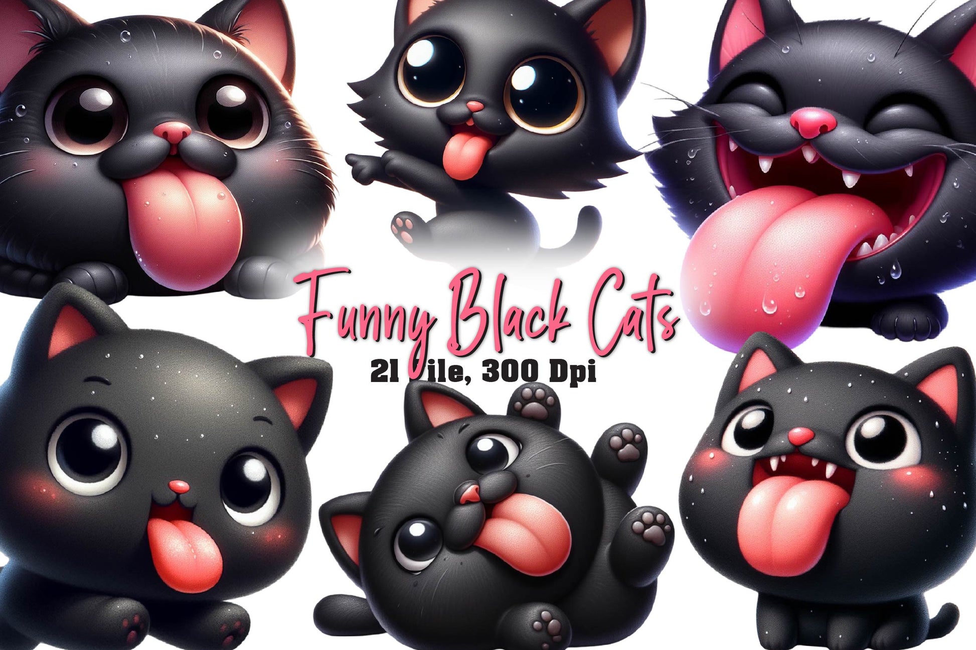 Funny Black Cats Cute Cat Clipart Bundle - CraftNest - Digital Crafting and Art