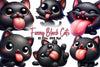 Funny Black Cats Cute Cat Clipart Bundle