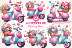 Valentines Scooter Clipart Bundle - CraftNest - Digital Crafting and Art