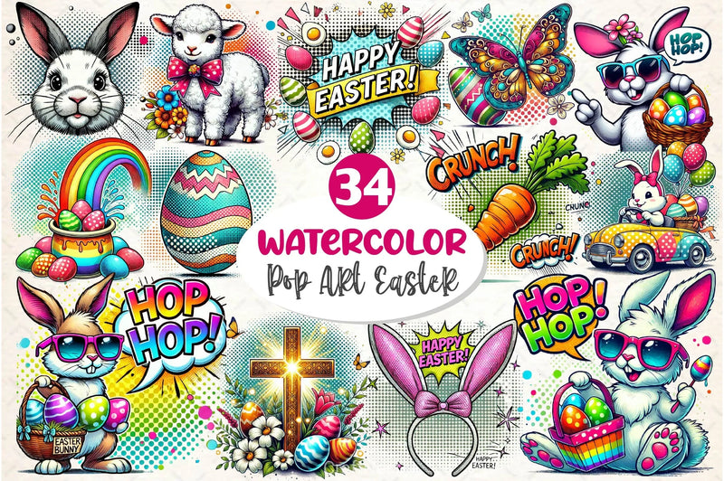 Pop Art Easter Clipart Bundle - CraftNest - Digital Crafting and Art