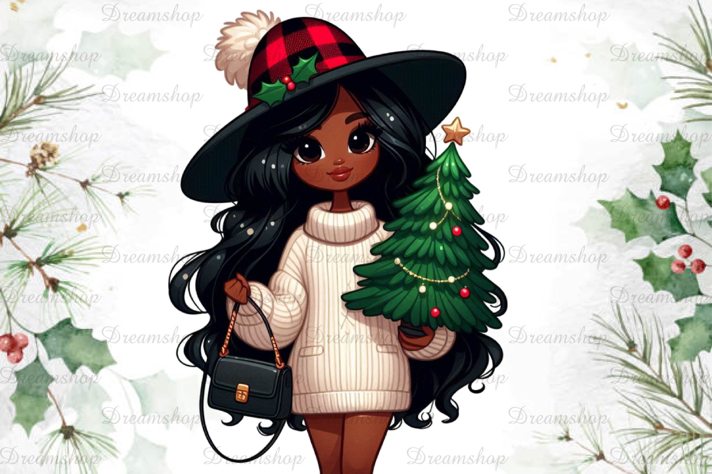 African American Christmas Girl Clipart Bundle 13 - CraftNest - Digital Crafting and Art