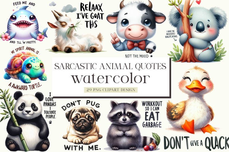 Sarcastic Animal Quotes Clipart Bundle - CraftNest - Digital Crafting and Art