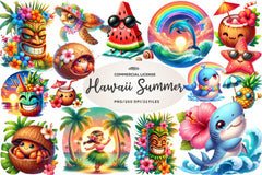 Cute Hawaii Summer Beach Clipart Bundle - CraftNest - Digital Crafting and Art