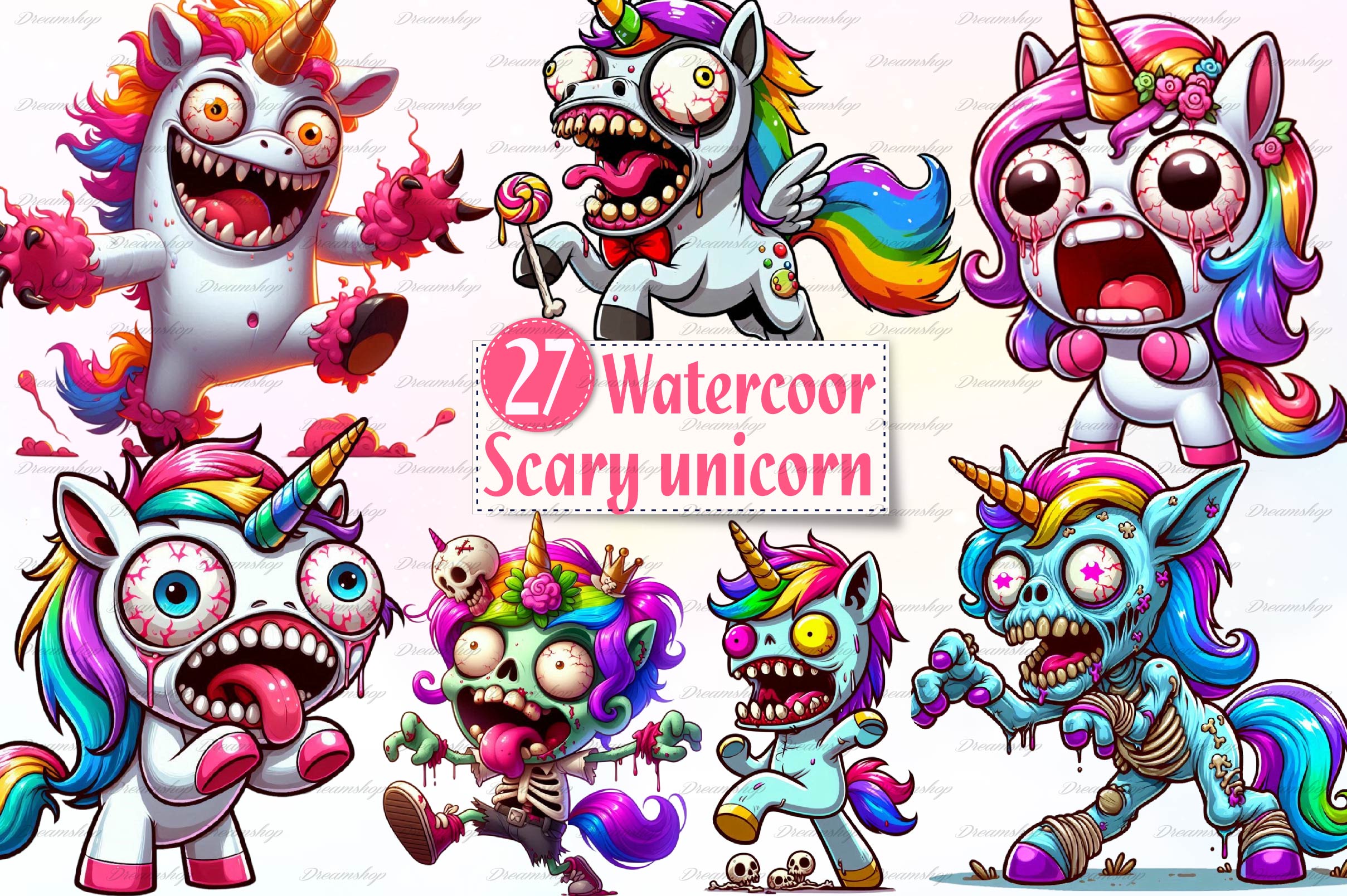 Halloween Scary Unicorn Clipart Bundle - CraftNest - Digital Crafting and Art