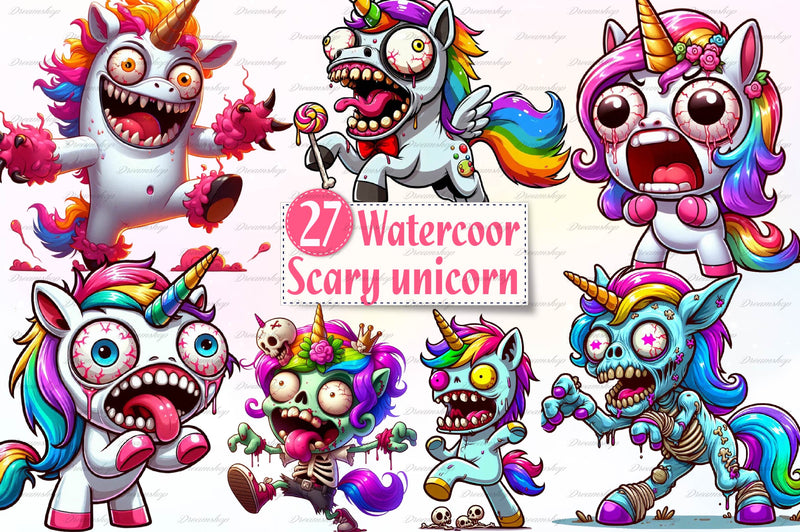 Halloween Scary Unicorn Clipart Bundle - CraftNest - Digital Crafting and Art