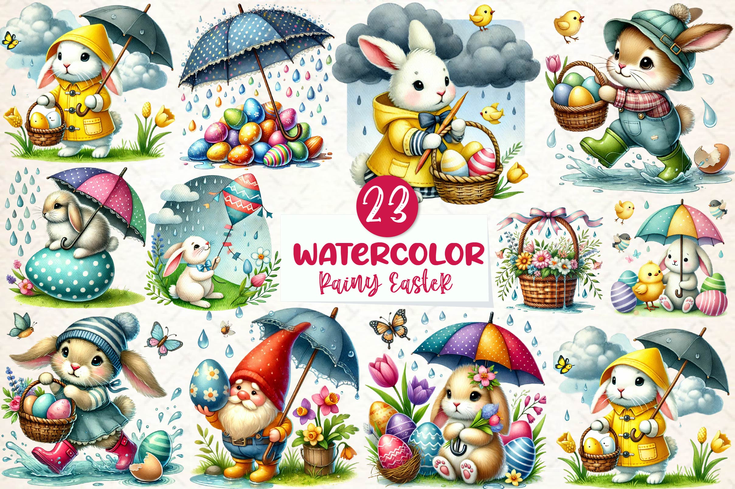Rainy Easter Day Clipart Bundle - CraftNest - Digital Crafting and Art