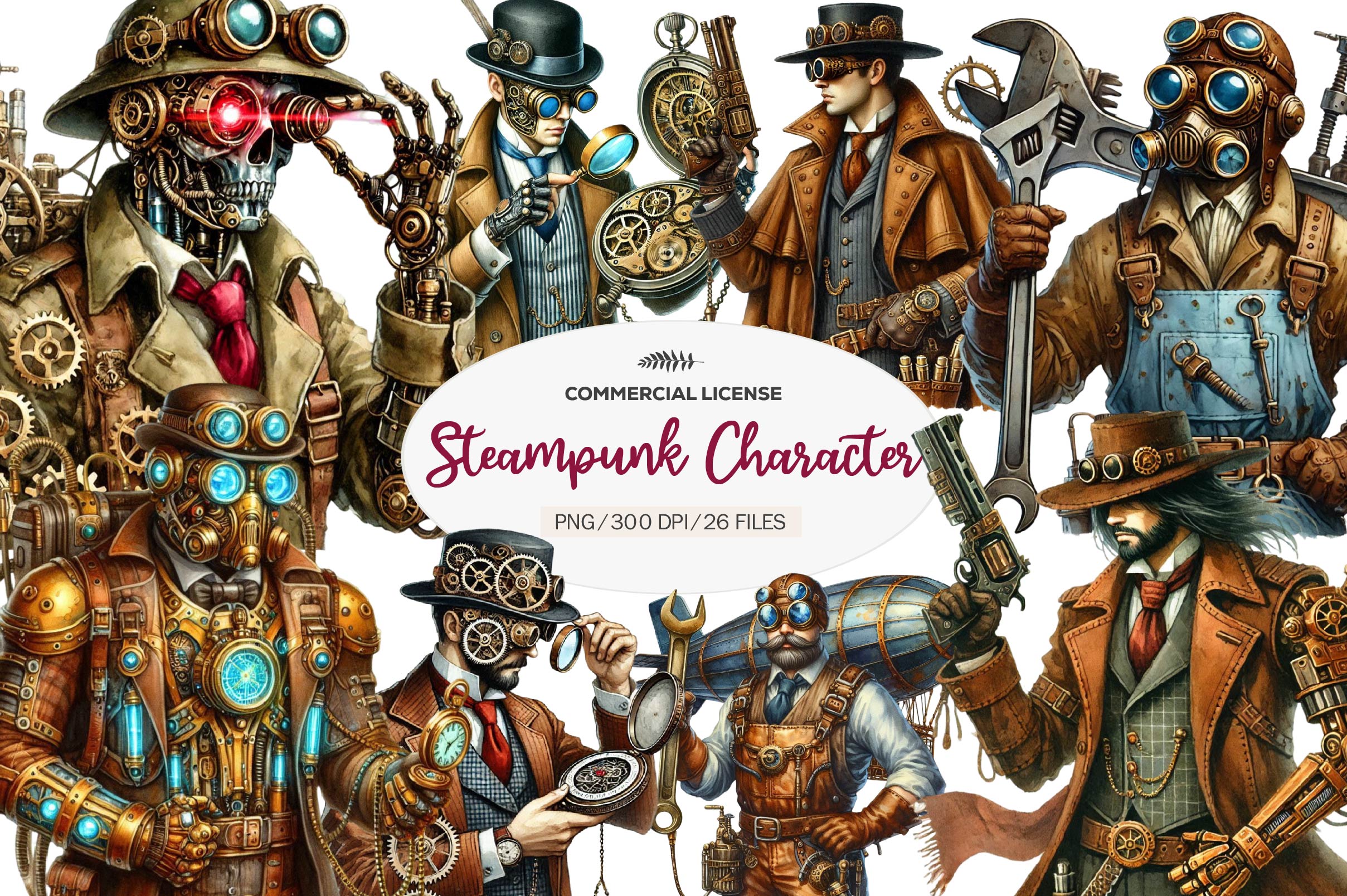 Steampunk Character Clipart Bundle - CraftNest - Digital Crafting and Art