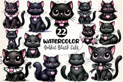 Gothic Black Cat Clipart Bundle - CraftNest - Digital Crafting and Art