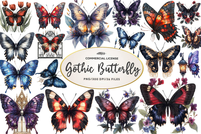 Gothic Spring Butterfly Clipart Bundle - CraftNest - Digital Crafting and Art
