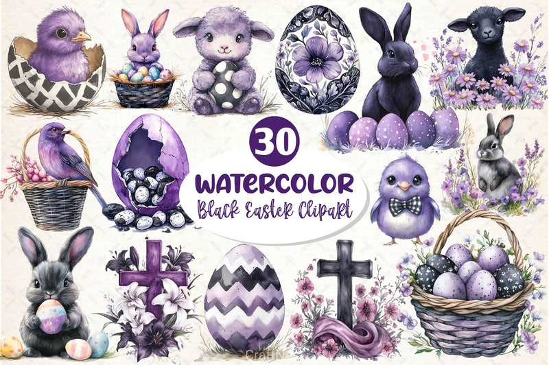 Black And White Easter Clipart Bundle - CraftNest - Digital Crafting and Art