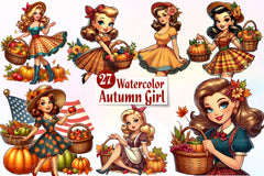 Fall Girl Autumn Woman Clip Art Clipart Bundle - CraftNest - Digital Crafting and Art