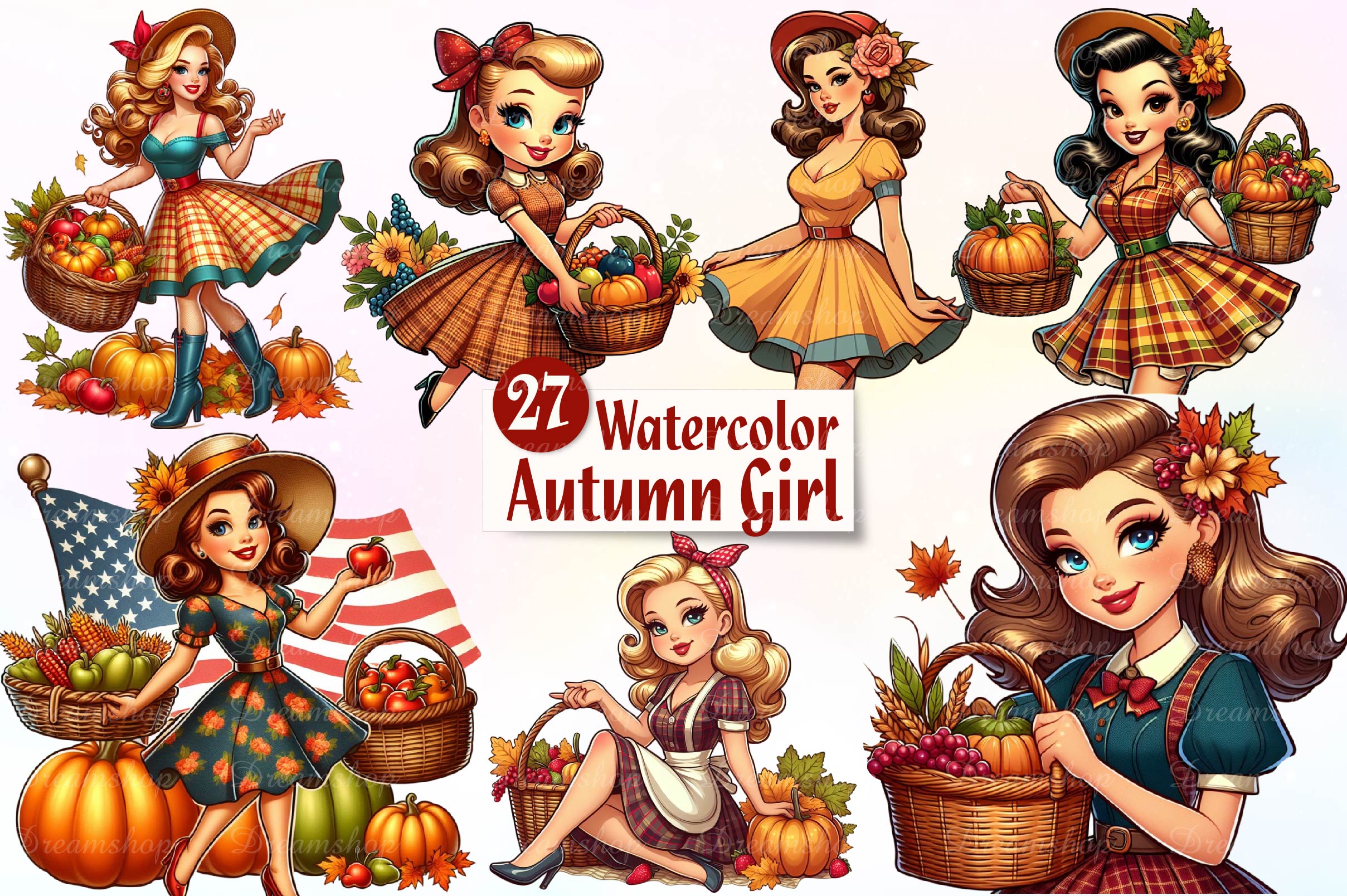 Fall Girl Autumn Woman Clip Art Clipart Bundle - CraftNest - Digital Crafting and Art