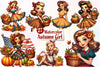 Fall Girl Autumn Woman Clip Art Clipart Bundle
