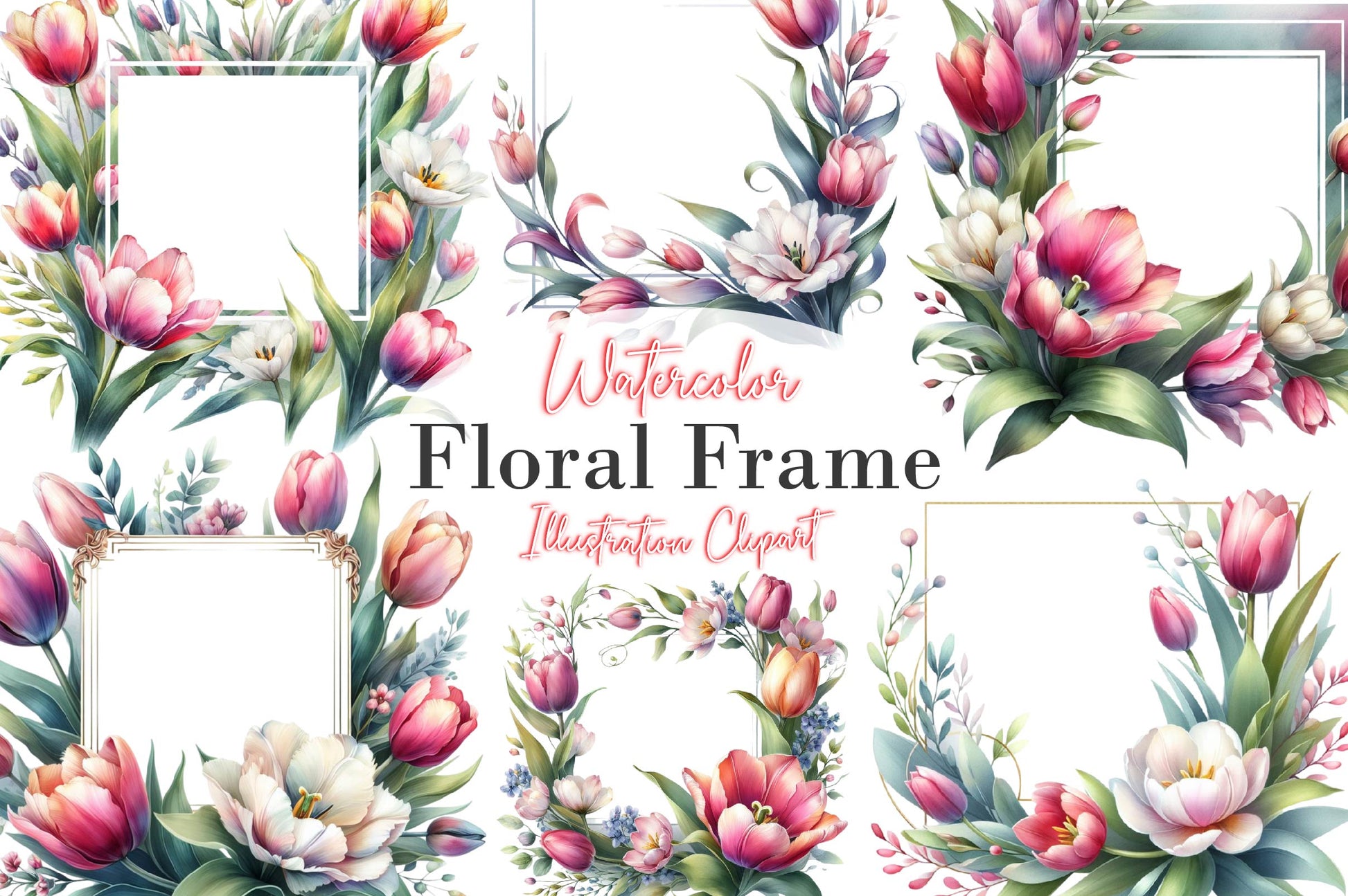 Floral Frame Clipart Bundle - CraftNest - Digital Crafting and Art
