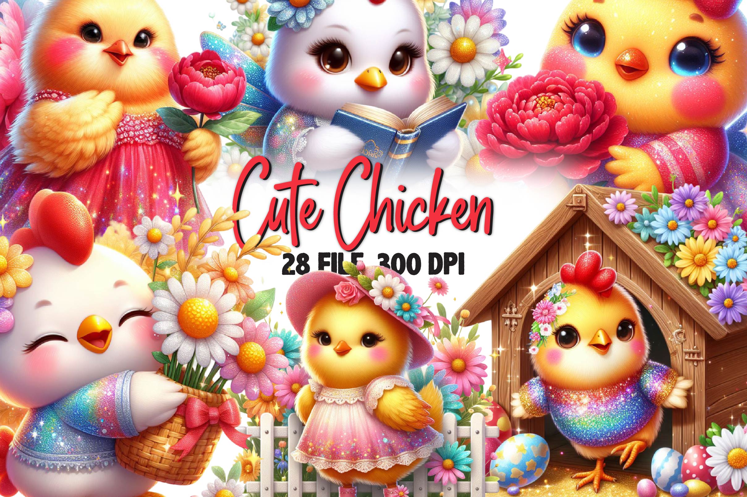 Cute Chicken Clipart Bundle 1 - CraftNest - Digital Crafting and Art