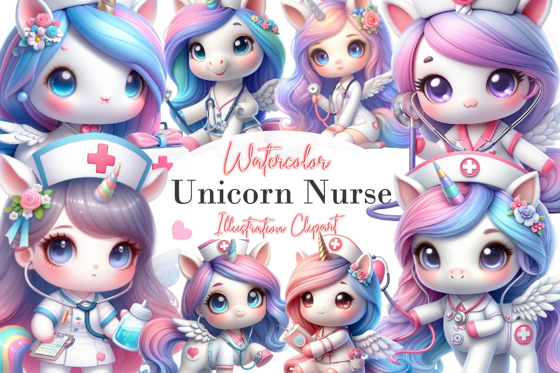 Unicorn Nurse Clipart Bundle - CraftNest - Digital Crafting and Art