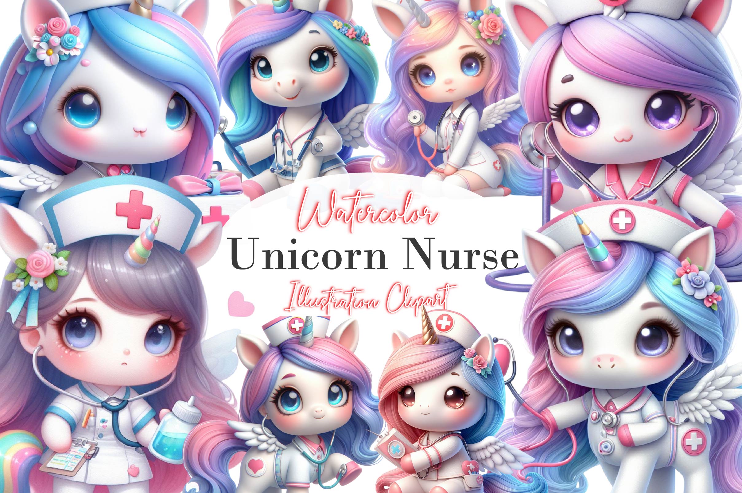 Unicorn Nurse Clipart Bundle - CraftNest - Digital Crafting and Art