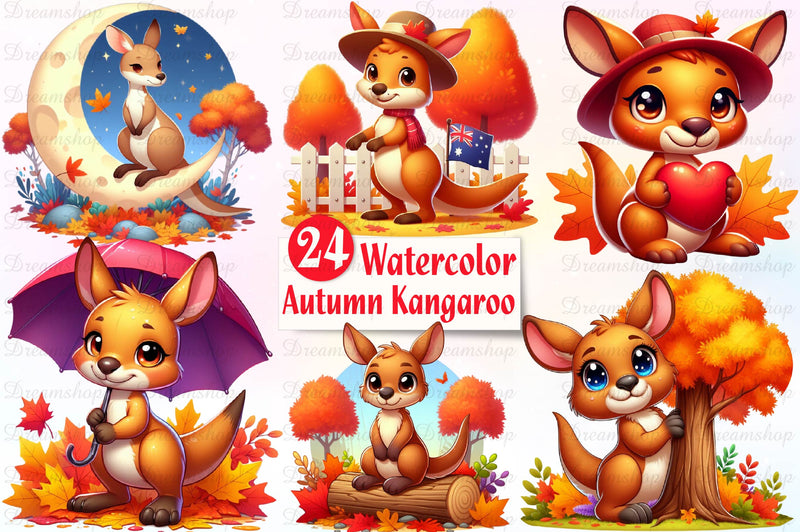 Autumn Kangaroo Clipart Bundle - CraftNest - Digital Crafting and Art