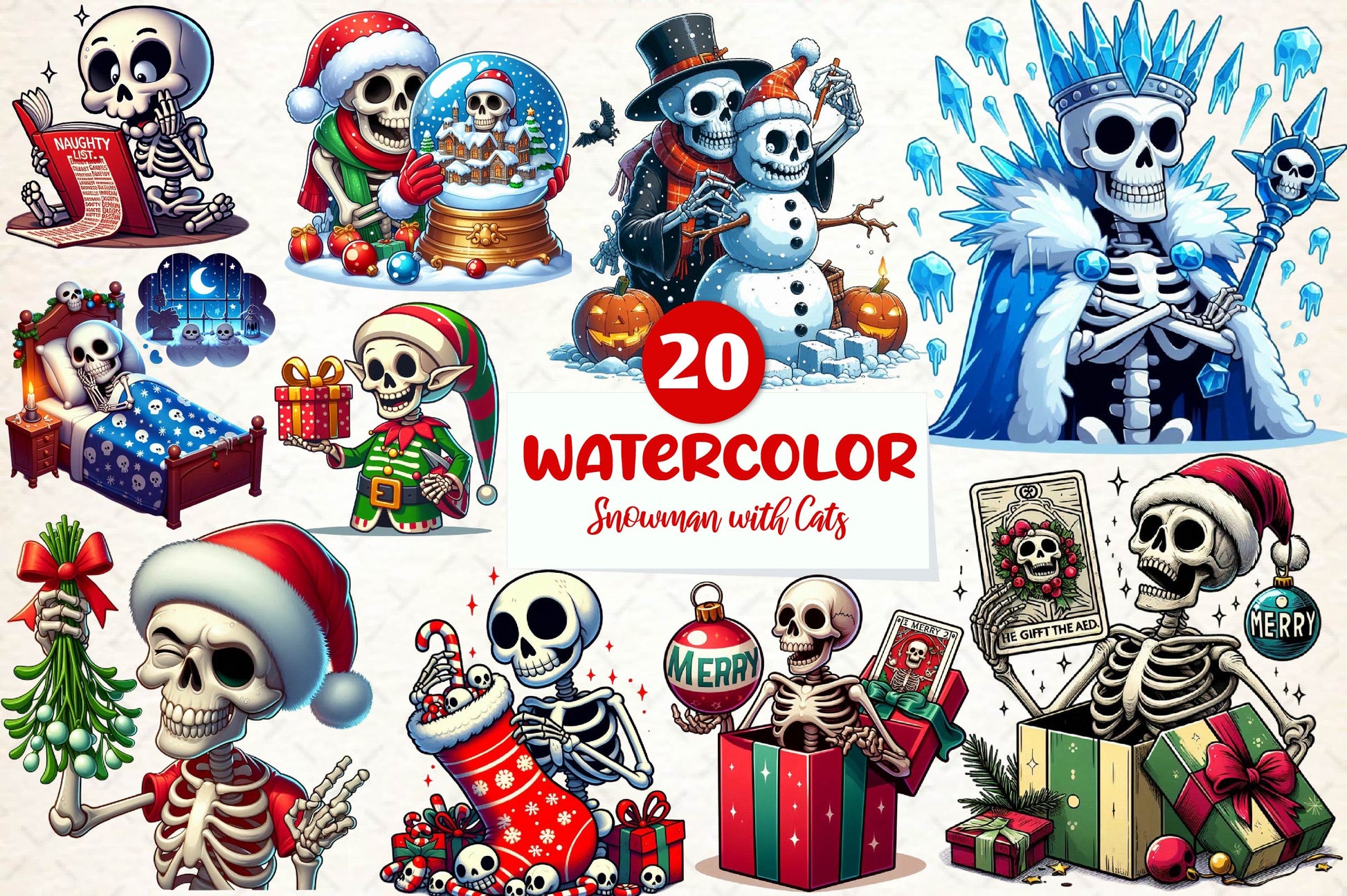 Funny Christmas Skeleton Clipart Bundle - CraftNest - Digital Crafting and Art