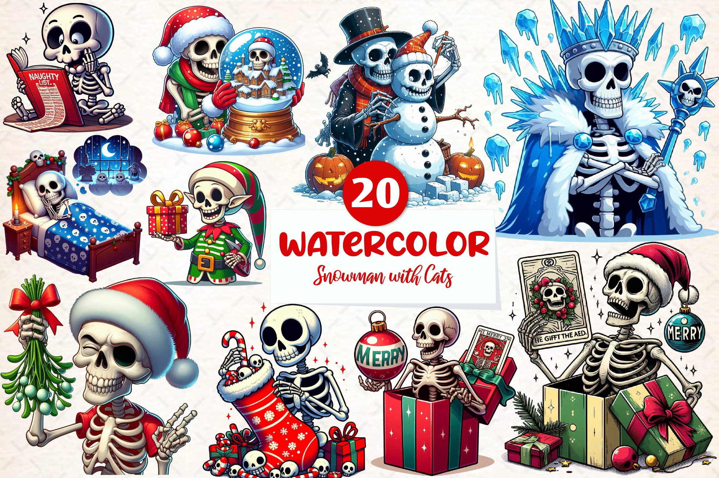 Funny Christmas Skeleton Clipart Bundle - CraftNest - Digital Crafting and Art
