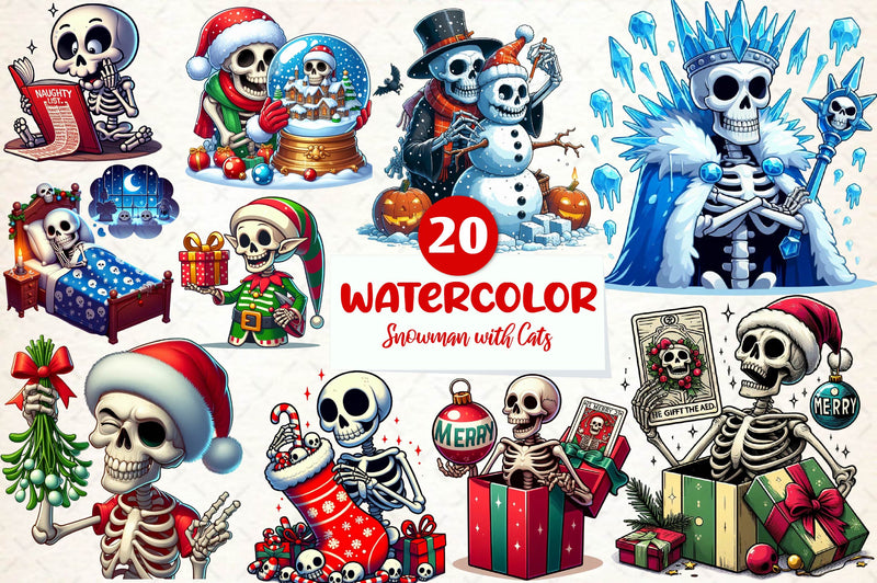 Funny Christmas Skeleton Clipart Bundle - CraftNest - Digital Crafting and Art