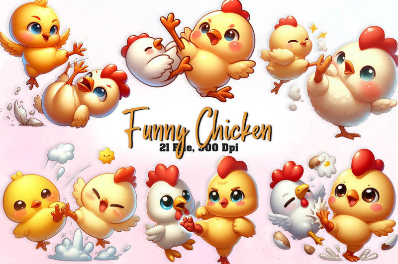 Funny Chicken Crazy Chicken Clipart Bundle 1 - CraftNest - Digital Crafting and Art