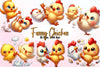 Funny Chicken Crazy Chicken Clipart Bundle 1