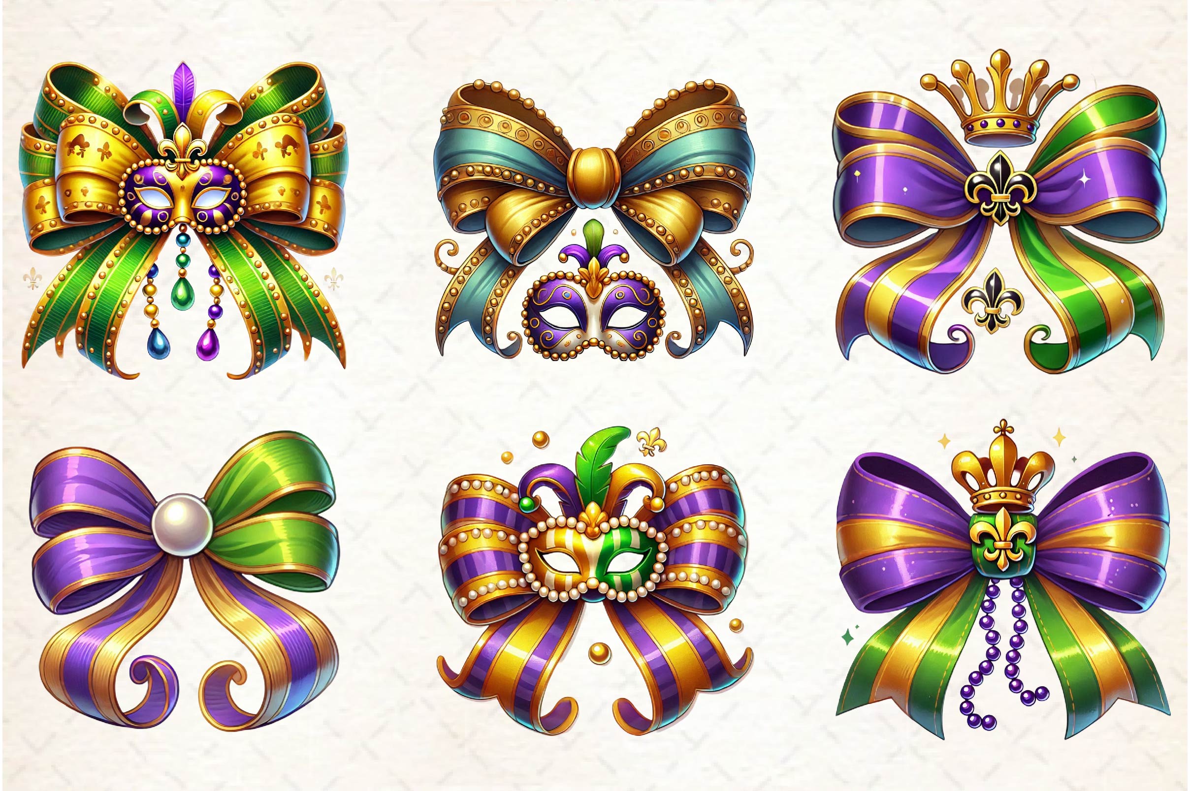Mardi Gras Bow Clipart Bundle - CraftNest - Digital Crafting and Art