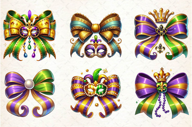Mardi Gras Bow Clipart Bundle - CraftNest - Digital Crafting and Art