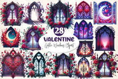 Valentine Gothic Windows Clipart Bundle 2 - CraftNest - Digital Crafting and Art