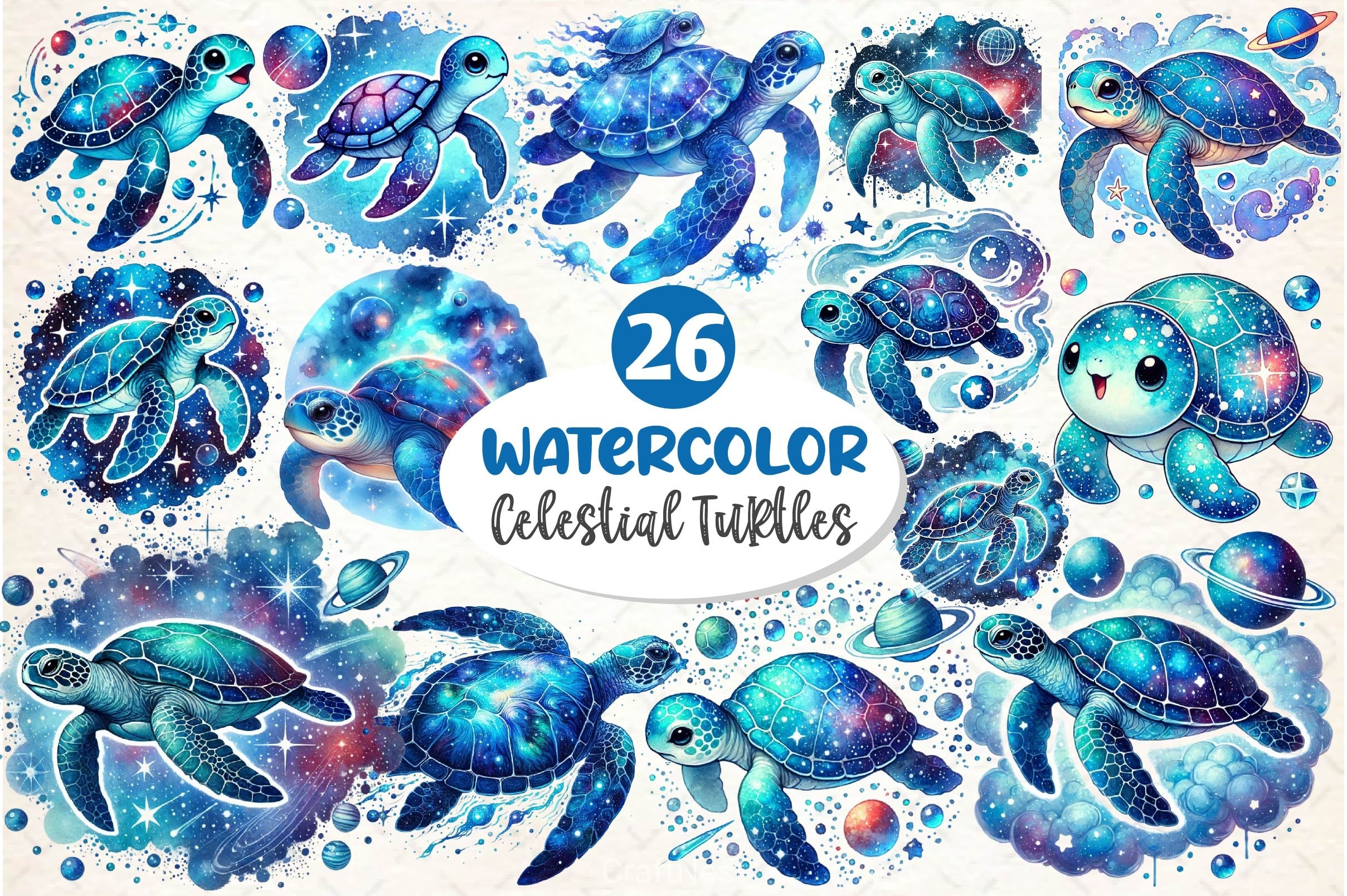 Celestial Turtles Clipart Bundle - CraftNest - Digital Crafting and Art