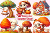 Cute Autumn Sheep Clipart Bundle