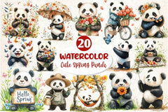 Cute Spring Panda Clipart Bundle 2 - CraftNest - Digital Crafting and Art