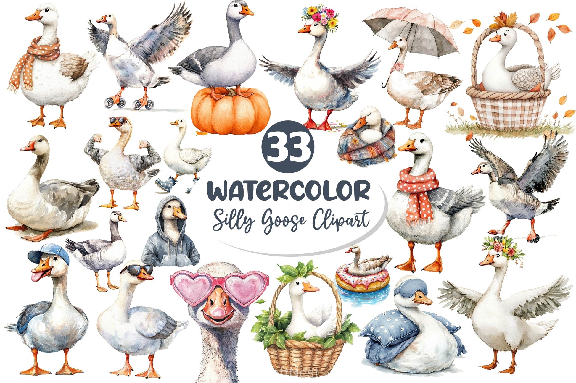 Silly Goose Clipart Bundle 4 - CraftNest - Digital Crafting and Art