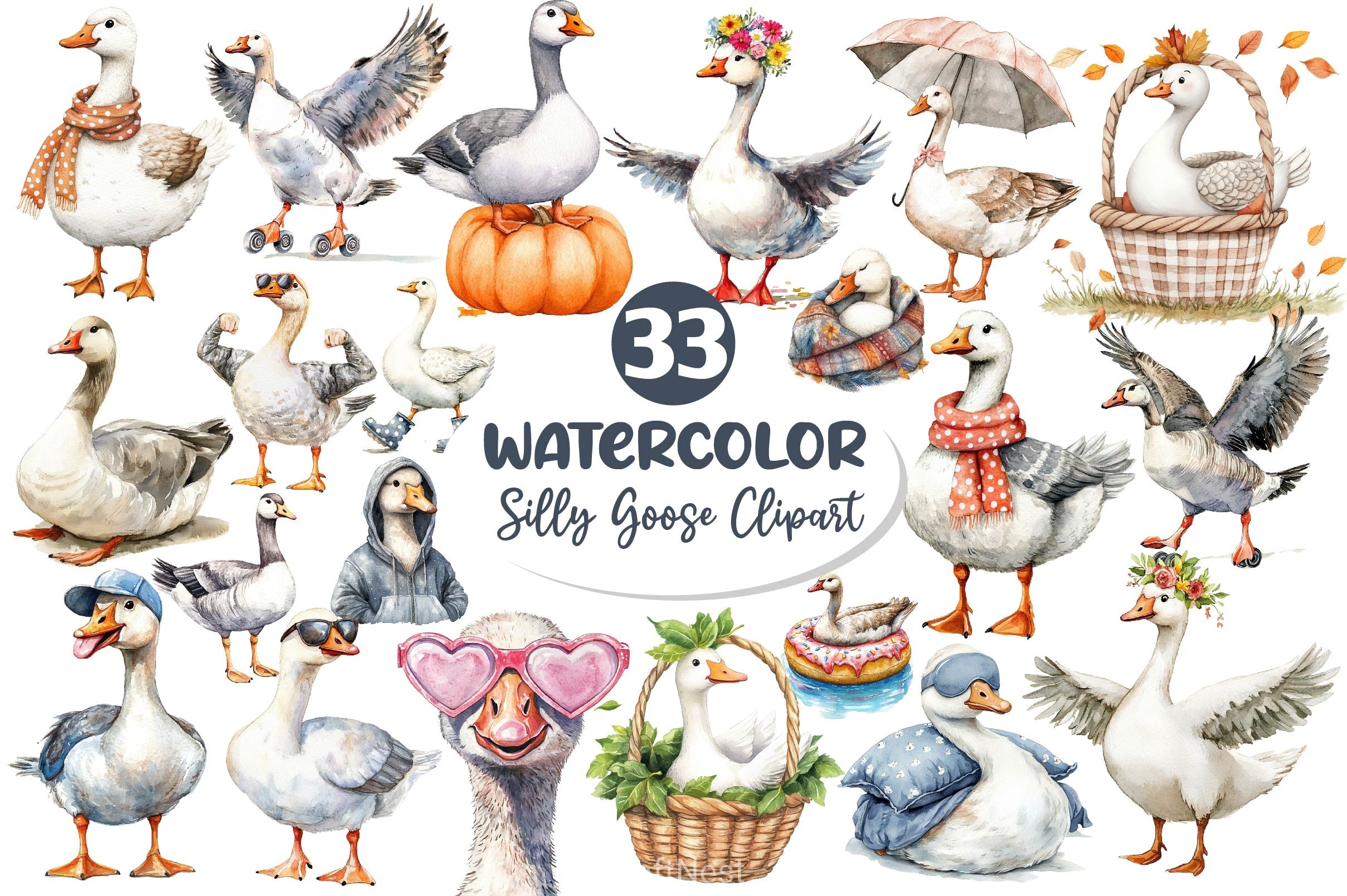 Silly Goose Clipart Bundle 4 - CraftNest - Digital Crafting and Art
