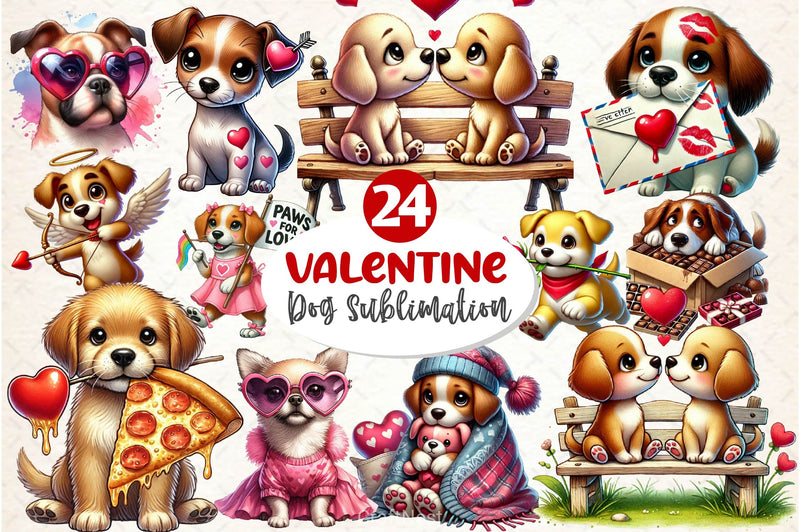 Valentine Dog Clipart Bundle 2 - CraftNest - Digital Crafting and Art