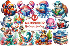 Undersea Reading Clipart Bundle 2 - CraftNest - Digital Crafting and Art