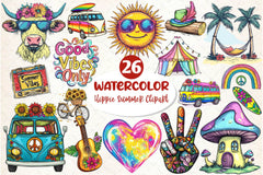 Hippie Summer Clipart Bundle 2 - CraftNest - Digital Crafting and Art