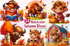 Autumn Bison Clipart Bundle