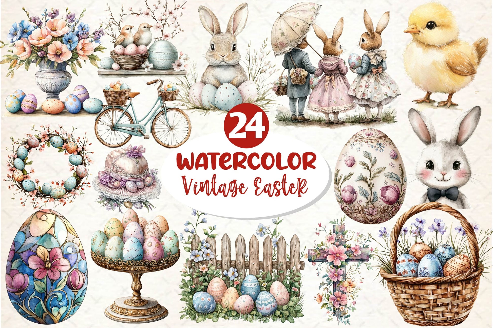 Vintage Easter Clipart Bundle - CraftNest - Digital Crafting and Art