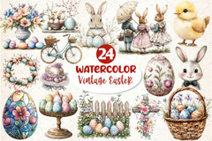 Vintage Easter Clipart Bundle - CraftNest - Digital Crafting and Art