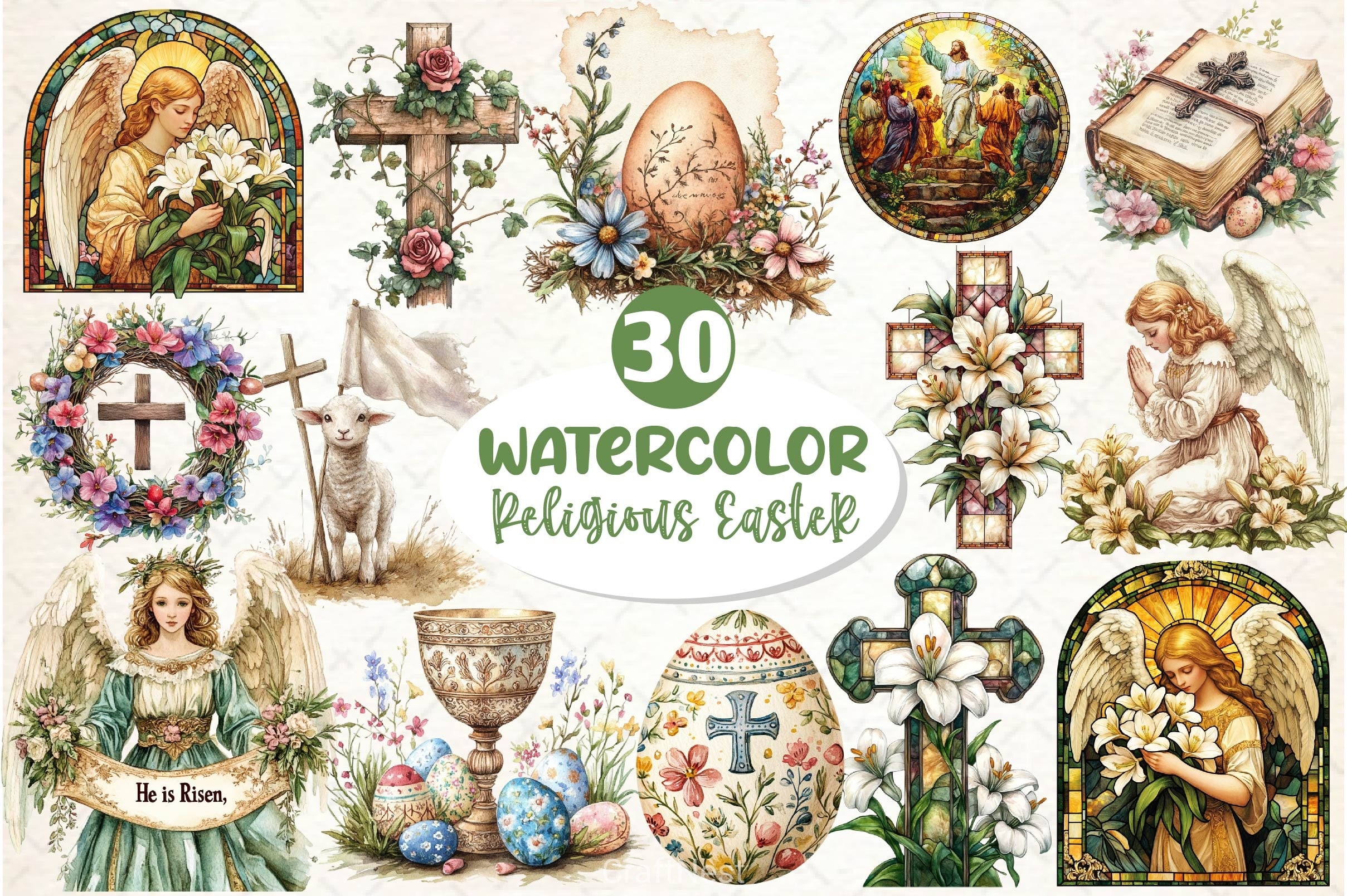 Antique Religious Easter Clipart Bundle 4 - CraftNest - Digital Crafting and Art