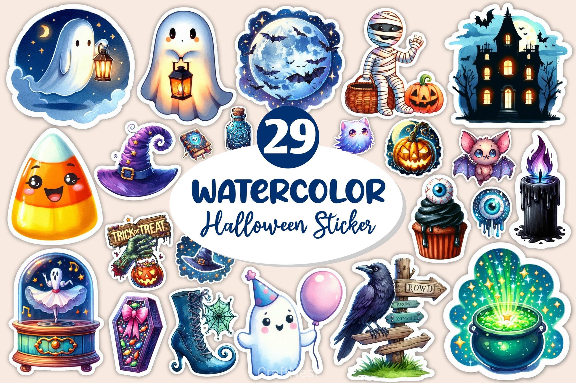 Halloween Stickers Sticker Clipart Bundle - CraftNest - Digital Crafting and Art
