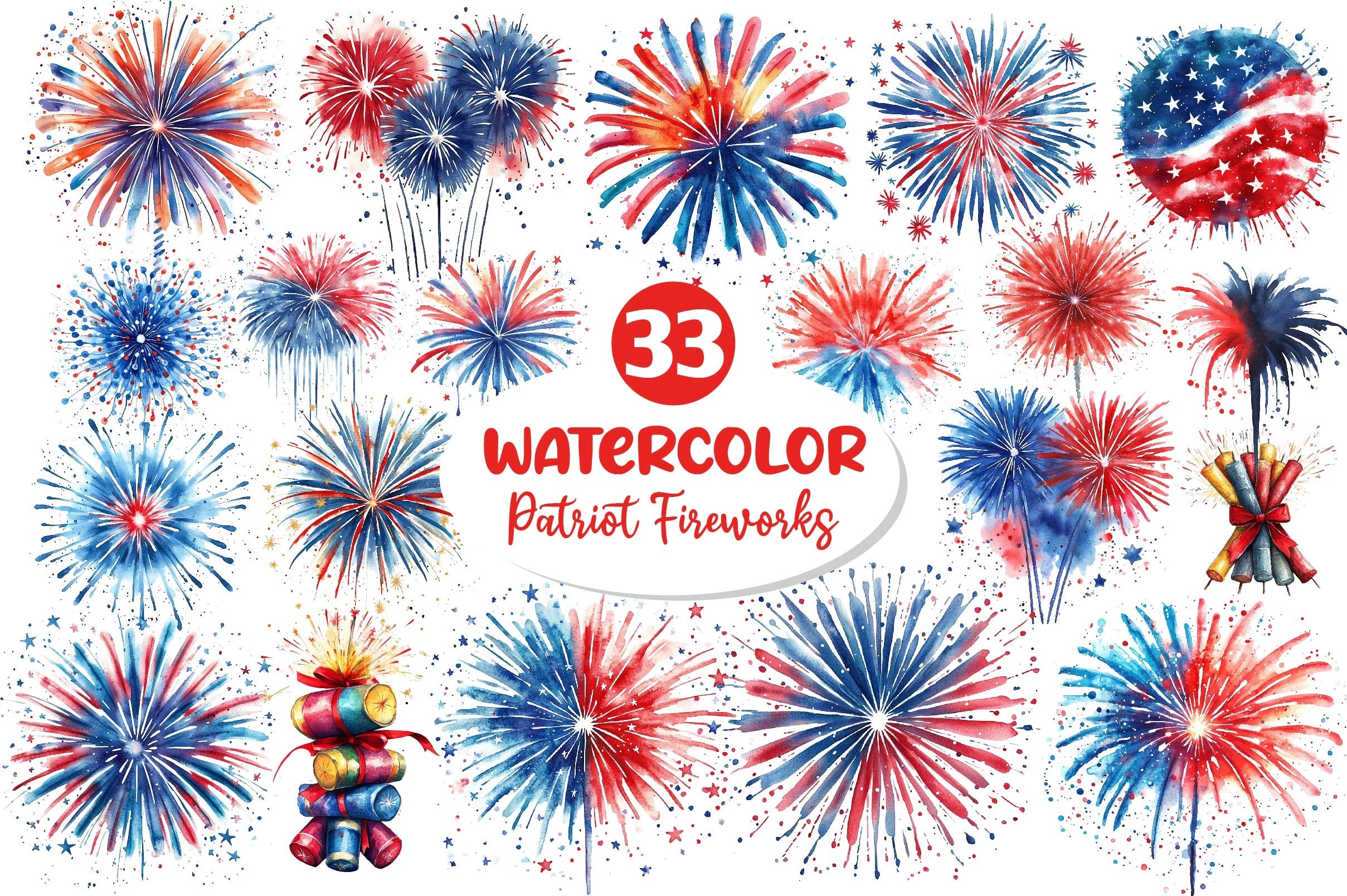 Patriot Fireworks 4th Of July Fireworks Clipart Bundle - CraftNest - Digital Crafting and Art