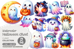Cute Halloween Ghost Clipart Bundle 20 - CraftNest - Digital Crafting and Art